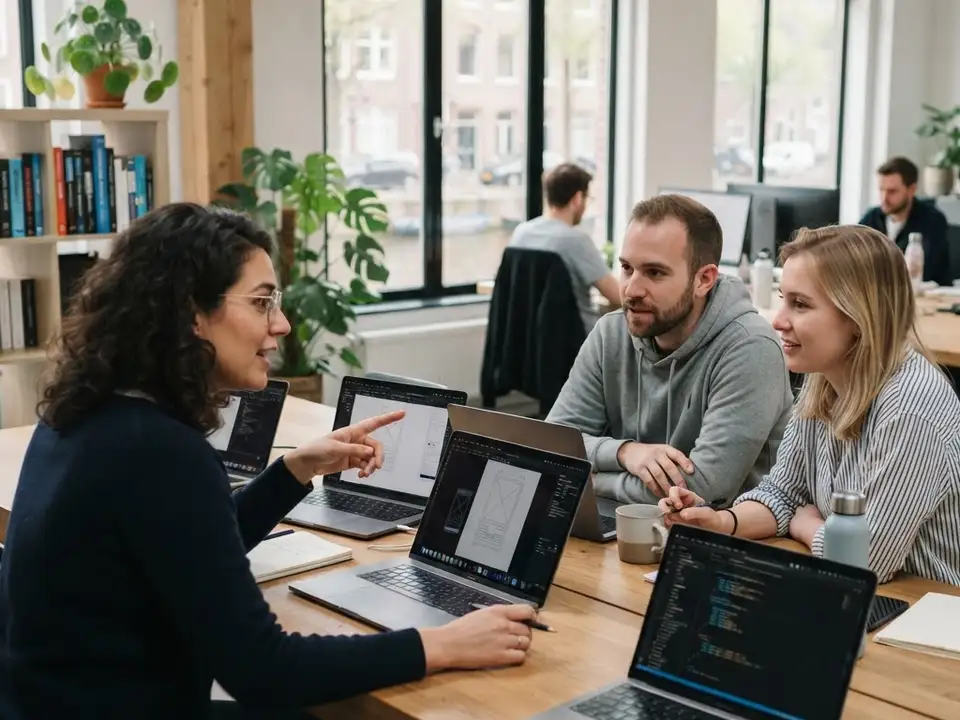 Het team van Kapitaal werkt samen op kantoor